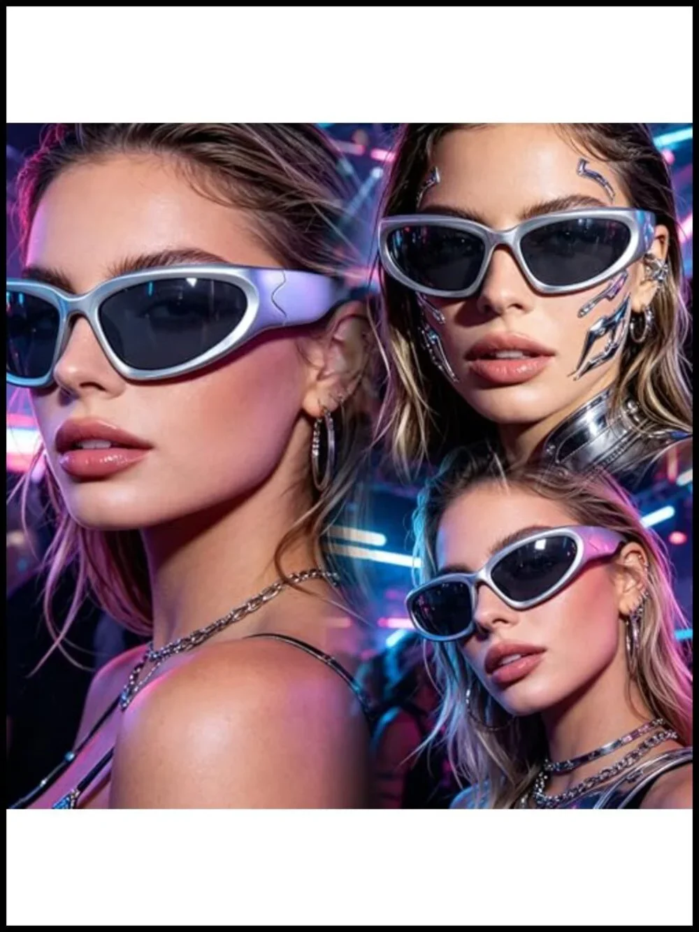 3 Pack Wrap Around Sunglasses Y2K Trendy Retro UV Protection Sporty Oval Shades